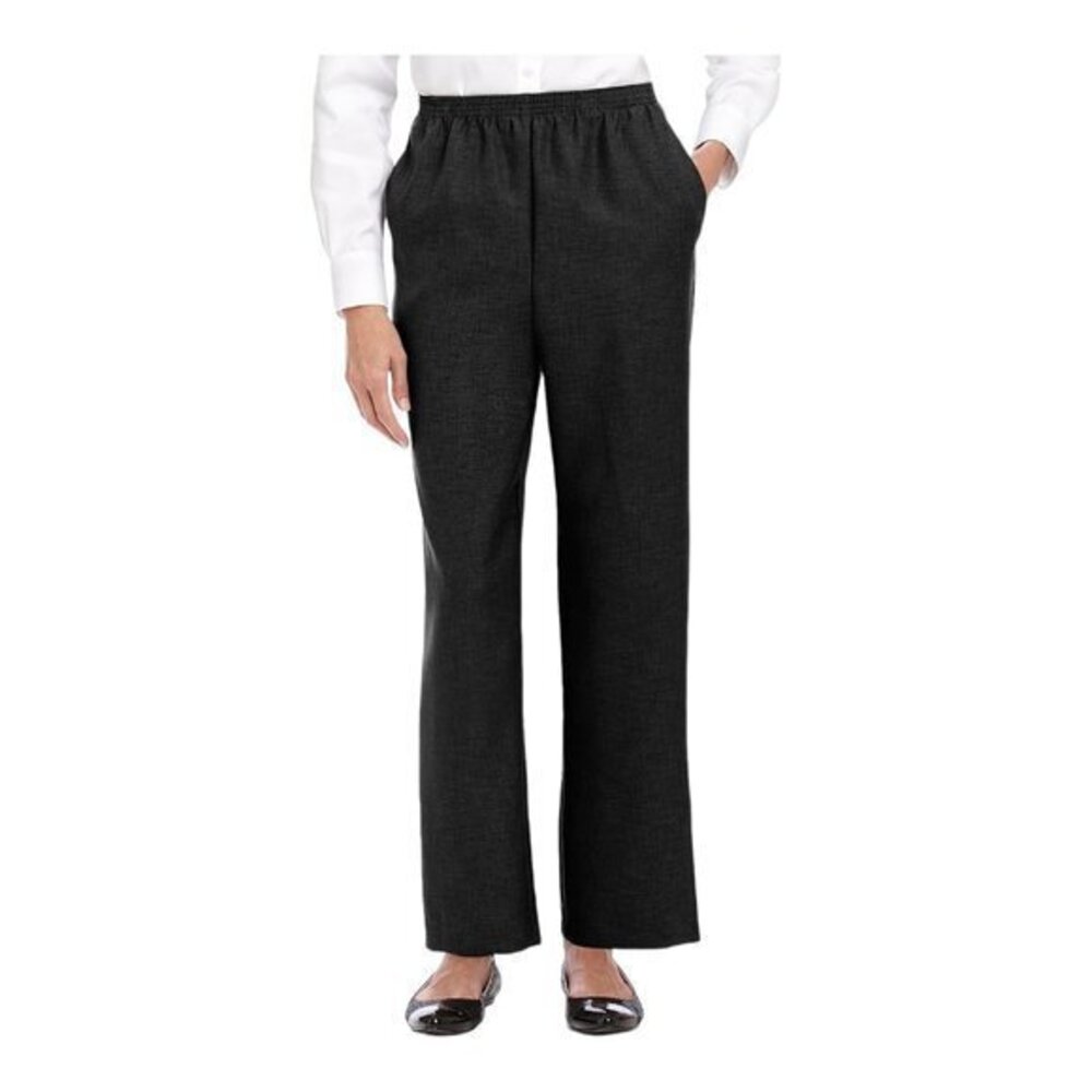 Alfred Dunner Black Trouser 29.5" Elastic Pants Straight Leg Size 18 EUC #6018
